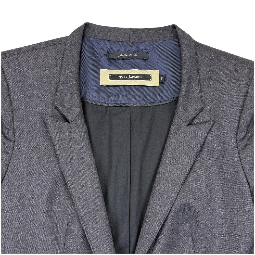 Tara Jarmon Z Victory Wool Blazer VTG Y2K Women 40 US 8 Gray Suit Jacket France - Picture 4 of 9